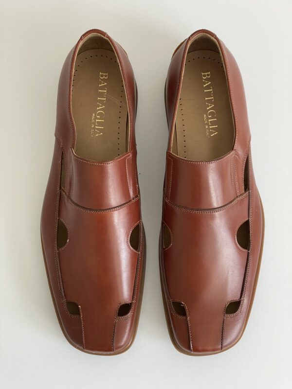 Cognac Men's Perforated Leather Loafer