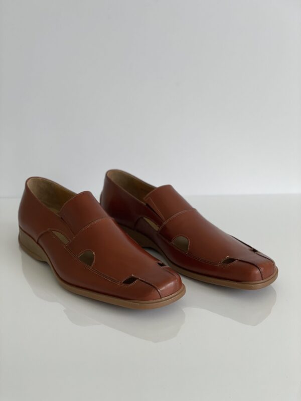 Cognac Men's Perforated Leather Loafer - Image 5