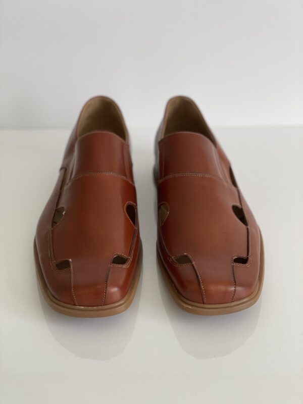 Cognac Men's Perforated Leather Loafer - Image 2