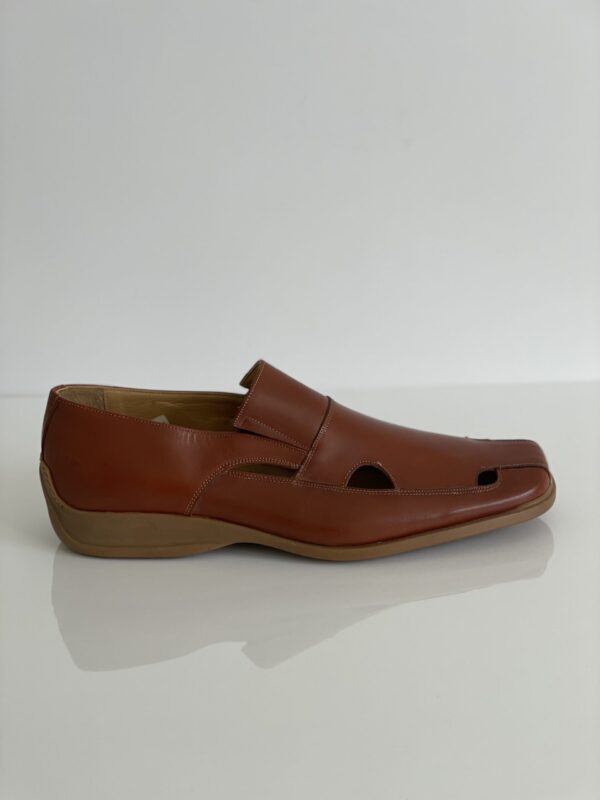 Cognac Men's Perforated Leather Loafer - Image 3