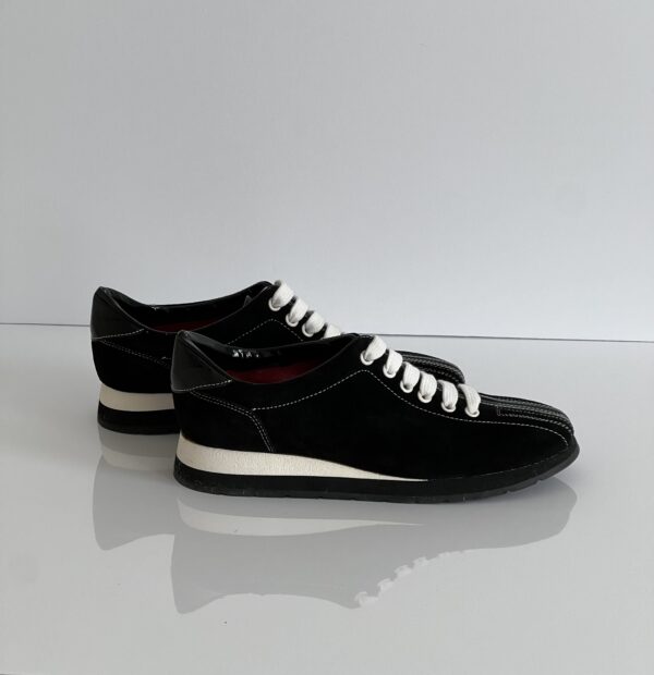 Marc Jacobs Black Suede Sneaker with White Stripes - Image 3