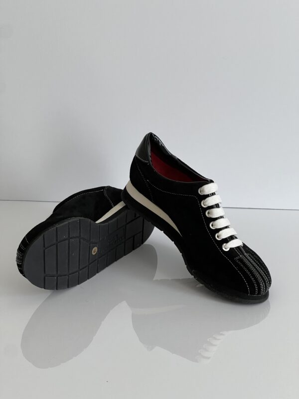 Marc Jacobs Black Suede Sneaker with White Stripes - Image 2