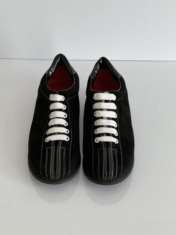 Marc Jacobs Black Suede Sneaker with White Stripes - Image 4