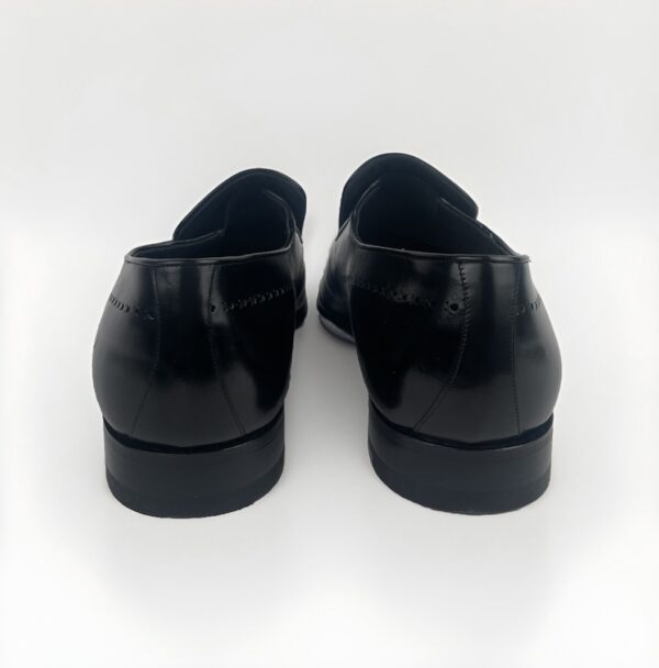 Men's Black Leather Loafer with Perforation Detail - Image 6