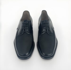 Men's Black Leather Laceup with Grosgrain Tuxedo Shoe