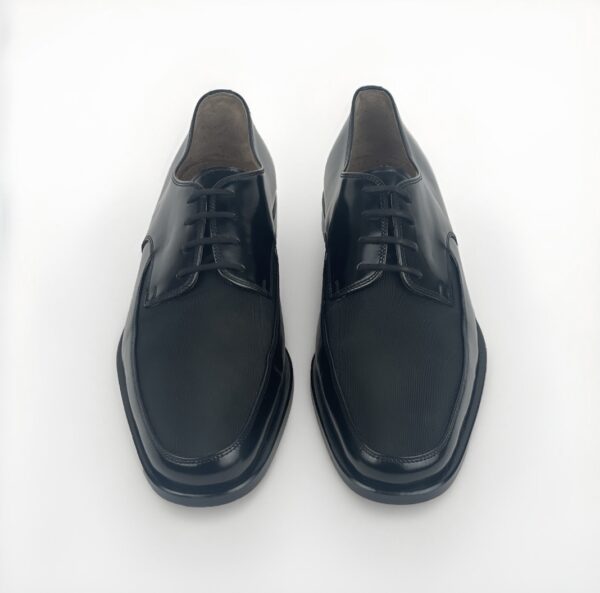 Men's Black Leather Laceup with Grosgrain Tuxedo Shoe