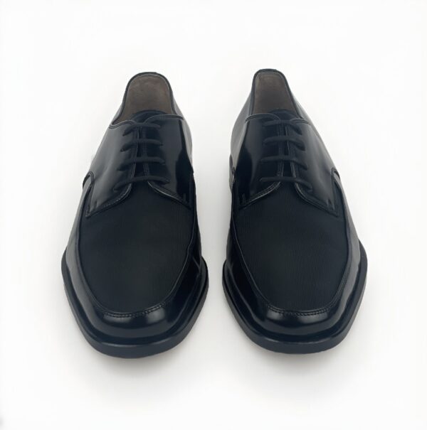 Men's Black Leather Laceup with Grosgrain Tuxedo Shoe - Image 3