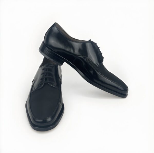 Men's Black Leather Laceup with Grosgrain Tuxedo Shoe - Image 6