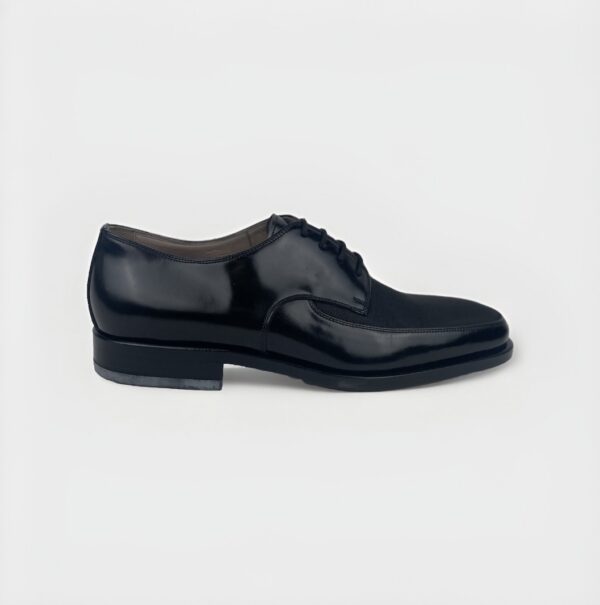 Men's Black Leather Laceup with Grosgrain Tuxedo Shoe - Image 2