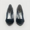 Black Suede Platform Pumps with Large Crystal Detail - Image 2